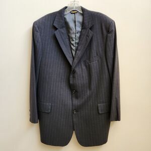 Brook Brothers Blazer Mens 44R Brooksease Gray Stripe 3 Button Wool Suit Jacket